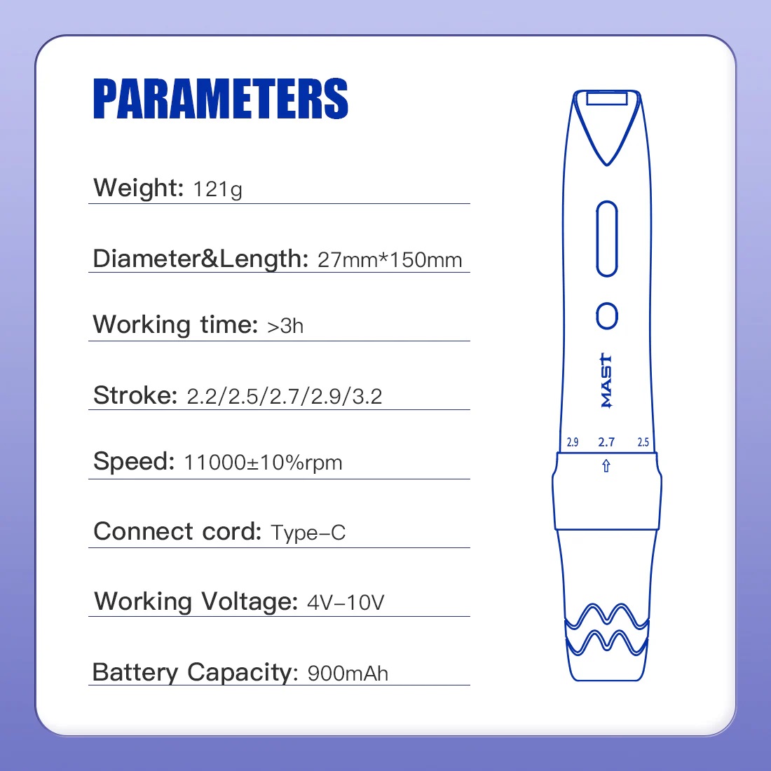 Mast P60 PMU And Tattoo Wireless Machine Pen 